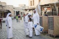 The Qatari family in traditional attire.