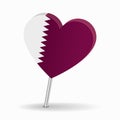 Qatari flag heart-shaped map pointer layout. Vector illustration. Royalty Free Stock Photo