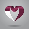 Qatari flag heart-shaped ribbon. Vector illustration. Royalty Free Stock Photo