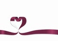 Qatari flag heart-shaped ribbon. Vector illustration. Royalty Free Stock Photo