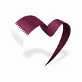Qatari flag heart shaped ribbon. Vector illustration. Royalty Free Stock Photo