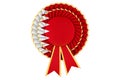 Qatari flag painted on the award ribbon rosette. 3D rendering Royalty Free Stock Photo