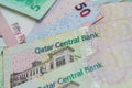 Qatari riyals, Qatari paper currency Royalty Free Stock Photo