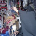 Qatari woman spinning wool Royalty Free Stock Photo