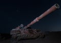 A memorial site for fallen soldiers of Oz Battalion 77 at night. Killed tank is on battlefield in Valley of Tears, since the Dooms Royalty Free Stock Photo