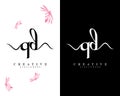 Qd, dq creative script letter logo design vector