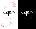 Qe, eq creative script letter logo design vector