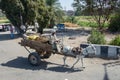 A donkey pulls a cart in the city of Qena