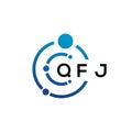 QFJ letter technology logo design on white background. QFJ creative initials letter IT logo concept. QFJ letter design Royalty Free Stock Photo