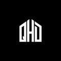 QHD letter logo design on BLACK background. QHD creative initials letter logo concept. QHD letter design.QHD letter logo design on