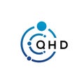 QHD letter technology logo design on white background. QHD creative initials letter IT logo concept. QHD letter design