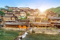 Qianhu Miao Village Diaojiao Building, Xijiang, Guizhou, China Royalty Free Stock Photo