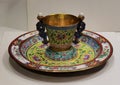 Qianlong Wine Cup Flower Tray Painted Enamels Palace Museum Luxury Lifestyle Eatery Utensil