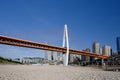 Qiansimen Bridge and dry riverbed in Chongqing Royalty Free Stock Photo