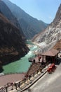 Qiaotou, China - March 11, 2012: Central part of one of the deepest ravines of the world, Tiger Leaping Gorge in Yunnan, Southern