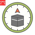 Qibla compass color line icon, happy ramadan and religion, qibla compass vector icon, vector graphics, editable stroke