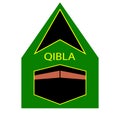 Qibla muslim prayer direction badge used in various rooms or buildings to show the direction of Mecca