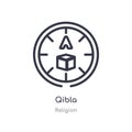 qibla outline icon. isolated line vector illustration from religion collection. editable thin stroke qibla icon on white