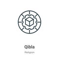 Qibla outline vector icon. Thin line black qibla icon, flat vector simple element illustration from editable religion concept