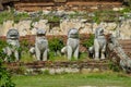 Qilin asian mythological guard statue in ancient Thai temple Royalty Free Stock Photo