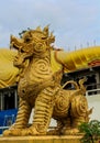 Qilin asian mythological guard statue in Thai temple