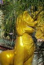 Qilin asian mythological guard statue in Thai temple