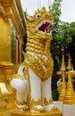 Qilin asian mythological guard statue in Thai temple