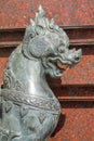 Qilin asian mythological guard statue in Thai temple