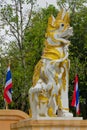 Qilin asian mythological guard statue in Thailand wat