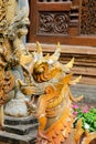 Qilin asian mythological wooden statue in Thailand wat