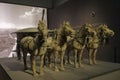 Qin bronze chariot were unearthed in 1980 at the Mausoleum of the First Qin Emperor, Qin Shi Huang