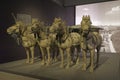 Qin bronze chariot were unearthed in 1980 at the Mausoleum of the First Qin Emperor, Qin Shi Huang