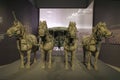 Qin bronze chariot were unearthed in 1980 at the Mausoleum of the First Qin Emperor, Qin Shi Huang