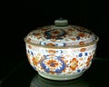 Qing Dynasty Kangxi Underglaze Ceramic Chinese Imari Porcelain Bowl Pottery Blue Iron-red Lidded Jar Gold Flower Jingdezh Kiln Royalty Free Stock Photo