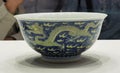 Qing Dynasty Qianlong Porcelain Blue Base White Dragon Bowl Overglaze Enamels Palace Museum Imperial Ceramics Empress Utensil