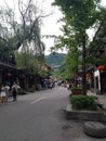 Qingcheng Ancient Town, people on the streets of Guzhen