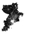 Qingdao, China, Black and White high resolution vector map Royalty Free Stock Photo