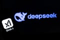 Qingdao,China-Feb.19.2025:Musk\'s xAI unveils Grok-3 AI chatbot to rival ChatGPT, China\'s DeepSeek