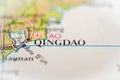 Qingdao, China highlighted on a world map Royalty Free Stock Photo