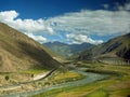 Qinghai-Tibet railway in mountains Royalty Free Stock Photo