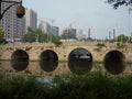 A bridge on the Qinhuai River, Nanjing City, Jiangsu Province, China Royalty Free Stock Photo