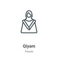 Qiyam outline vector icon. Thin line black qiyam icon, flat vector simple element illustration from editable people concept