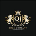 QJ Letter Initial with Lion Royal Logo Template