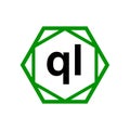 QL company monogram with green diamond. QL icon Royalty Free Stock Photo