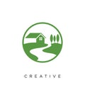 Home river farm logo design vector icon Royalty Free Stock Photo