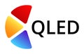 Qled logo with vibrant red, orange, and blue segments Royalty Free Stock Photo