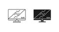 QLED Television Screen Icon in Outline and Solid Black Styles QLED display Royalty Free Stock Photo
