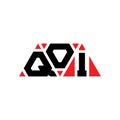 QOI triangle letter logo design with triangle shape. QOI triangle logo design monogram. QOI triangle vector logo template with red Royalty Free Stock Photo
