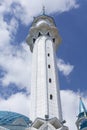 Qol Sarif mosque details of one minaret with blue sky
