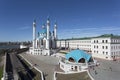 Qol Sharif mosque against blue sky with white clouds, Kazan, Russia Royalty Free Stock Photo